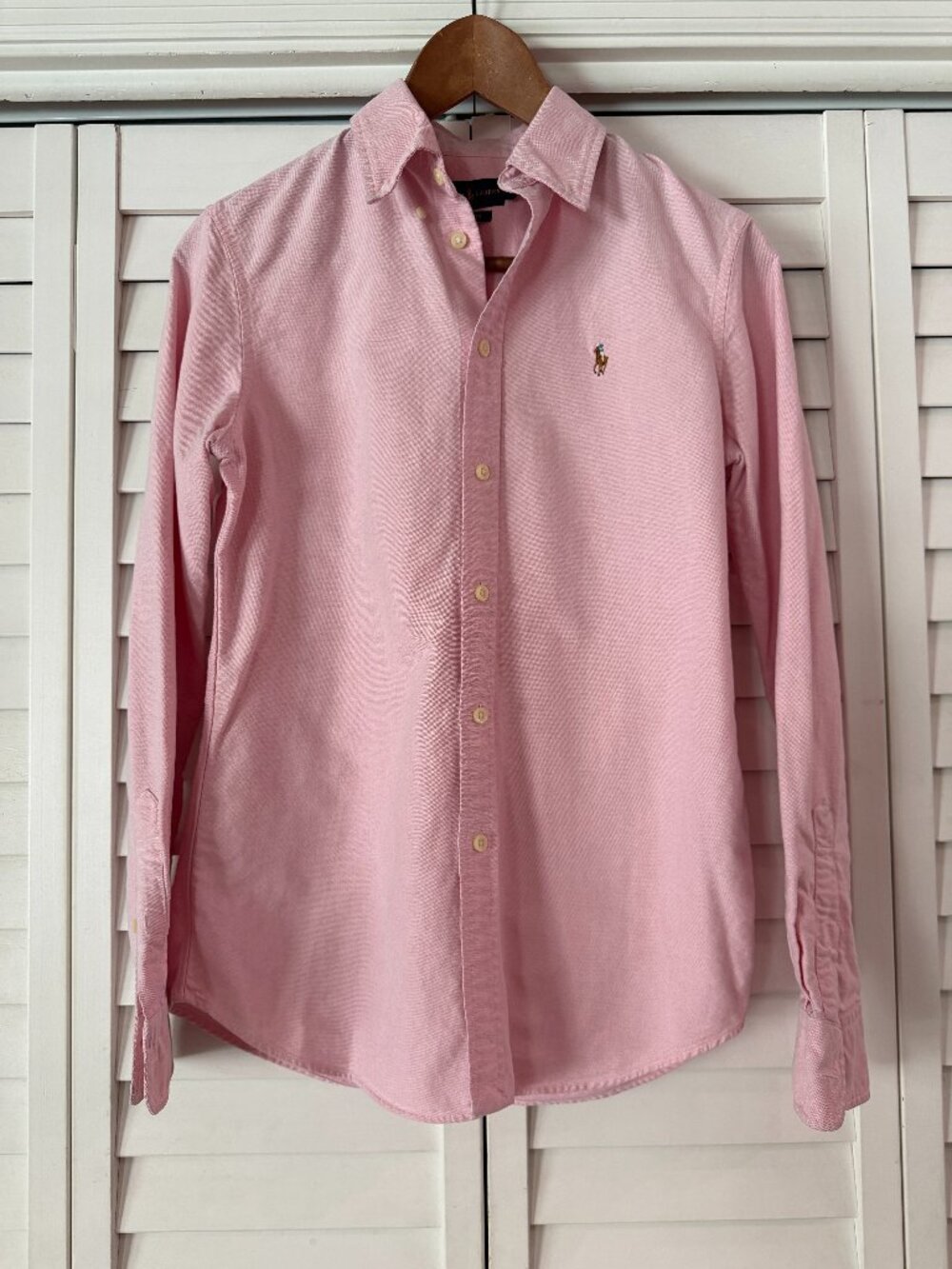Ralph Lauren Oxford Shirt Women's Pink Multicolor Pony - Size S